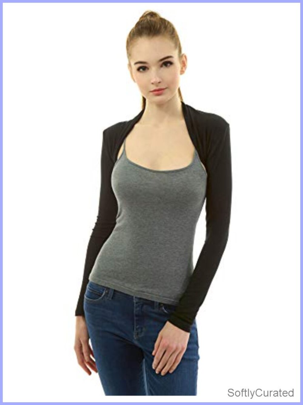 Women's Cropped Bolero Shrug Long Sleeve Open Front Cardigan Jacket